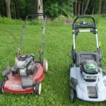 Gas and EGO cordless lawnmower