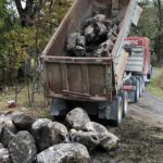 Dump truck and rocks