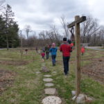 Families walk the labyrinth