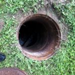 View of septic tank hole