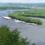 Mississippi River and a barge
