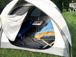 inside a tent