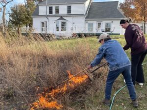 Tools to burn include rakes, hoses and fire breaks.