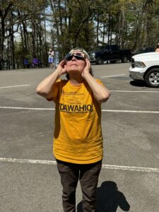 Safety glasses while viewing eclipse