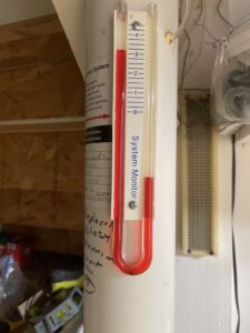 Liquids at different levels mean radon machine is working.